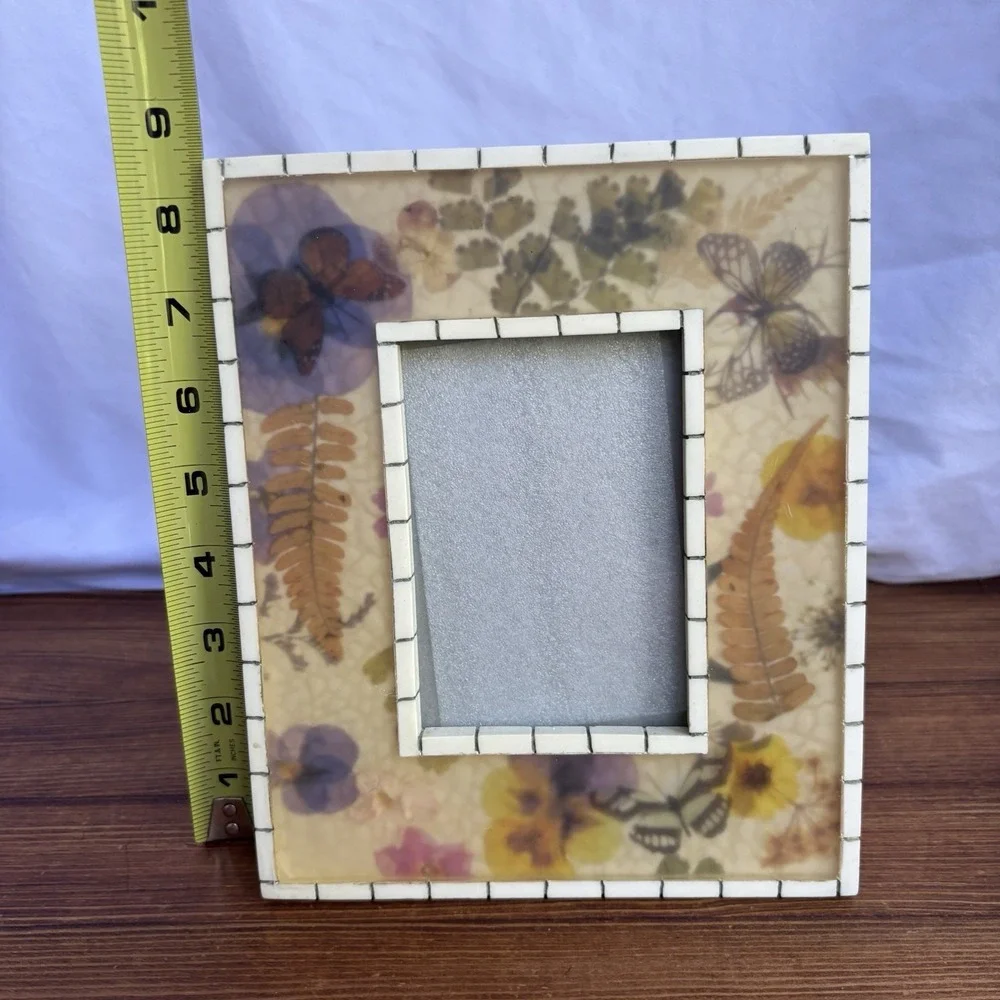 Pressed Flower Butterfly Photo Frame Resin‎ Botanical Fern Floral Picture Frame